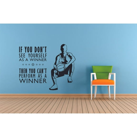 Basketball Inspiration Quotes Wall Sticker for Boys/Girls Player Sports Teen Athlete Bedroom Kids World Cup FIBA NBA Sport Fans Rooms Home Art Murals Decals Wall Art Vinyl Decoration Size (18x20 inch)