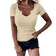 thumbnail image 1 of Eres Más Que una Camisa de Puntuación de Prueba Sexy de Manga Corta Lentejuelas Suelta Camisa de Blusa con Cuello en V, Poliéster, 1 of 5