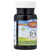 Carlson Vitamins D3 + K2, 30 Vegetarian Capsules