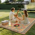 thumbnail image 4 of Beige Red Floral Boho Outdoor Rug for Patio/Deck/Porch, Non-Slip Large Area Rug 5 x 7 Ft, Vintage Ethnic Tribe Abstract Art Indoor Outdoor Rugs Washable Area Rugs, Camping Rug Carpet Runner, 4 of 8