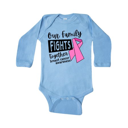 

Inktastic Our Family Fights Together Breast Cancer Awareness Gift Baby Boy or Baby Girl Long Sleeve Bodysuit