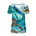 thumbnail image 2 of Cilsoka Graphic Tees for Women Trendy, Womens Short Sleeve Tops Summer Fashion Animal Print T Shirt Casual V Neck Button Blouses Sea Turtle Graphic Tees, 2 of 4