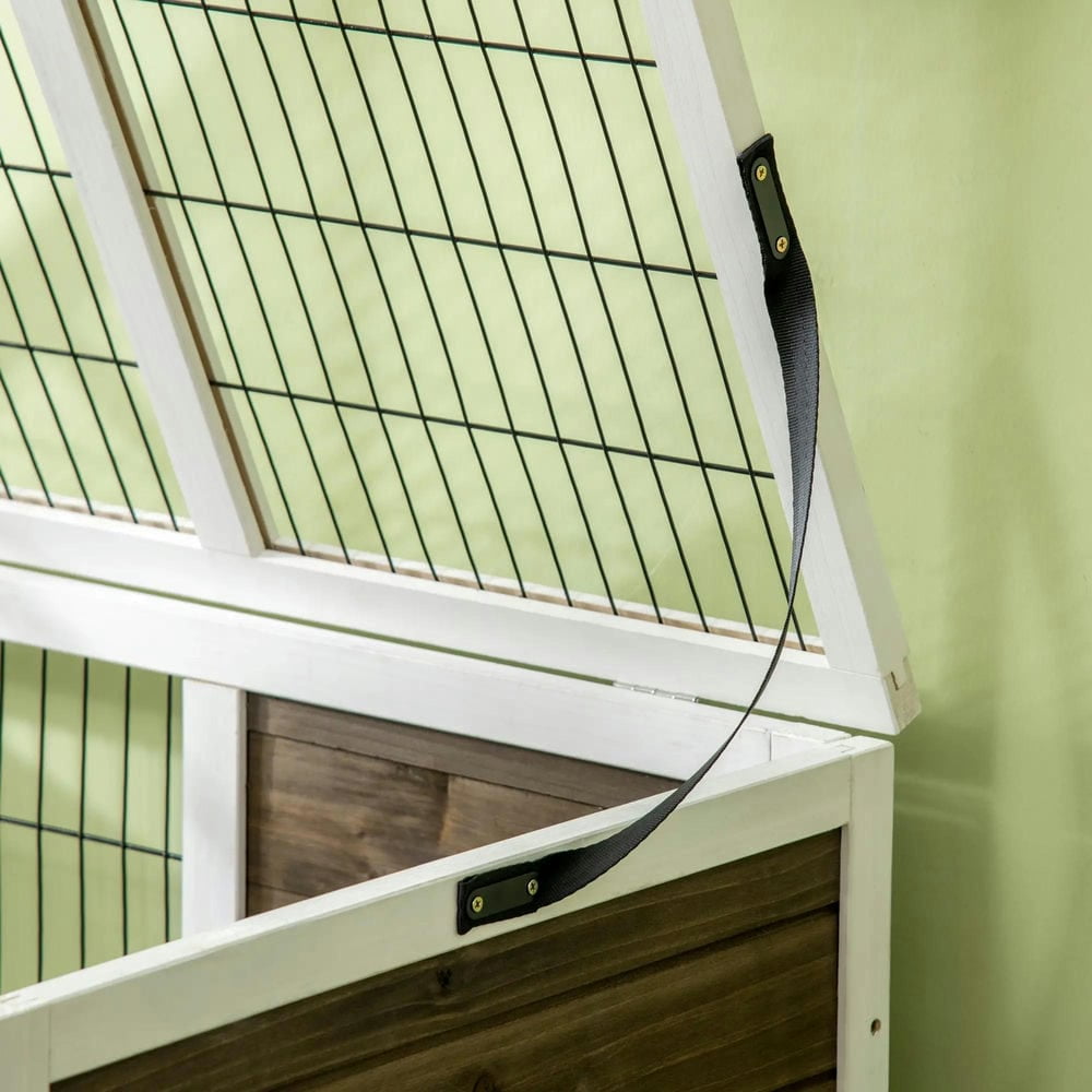 Spaco Wood Rabbit Hutch, Elevated Guinea Pig Cage with Run, Pet Cage for Outdoor, Coffee