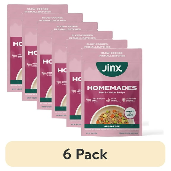 (6 pack) Jinx Homemades Beef & Chicken Recipe Wet Natural Dog Food, 9 oz. Pouch