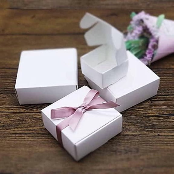 10Pcs Rectangle Kraft Paper Box White Mailing Boxes Paper Jewelry Packaging Boxes for Necklace Earring Bracelet Storage Packaging Display Valentine's Day Elegant Gifts 24.5x24x0.04cm Making DIY