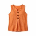 thumbnail image 4 of Fewfanhot Women's Linen Blend V-Neck Sleeveless Tank Top, Button Front Casual Summer Blouse, Loose Fit High-Low Hem Cami, S-3XL, 4 of 5