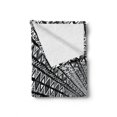 thumbnail image 2 of Psychedelic Soft Flannel Fleece Blanket, Geometric Dimension Ornament Motif with Triangle Diamond Forms Oriental Image, Cozy Plush for Indoor and Outdoor Use, 50" x 60", Black White, by Ambesonne, 2 of 6