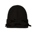 thumbnail image 2 of MeMoi Ribbed "All-Over Bows" Rayon-Blend Cuffed Beanie - Girls - Female, M, Black, 2 of 6