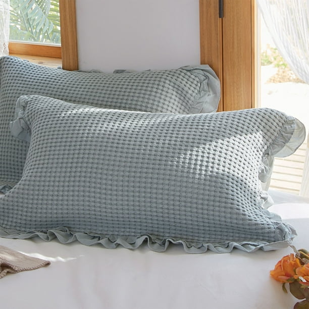 Funda de almohada de algodón, antideslizante, sin pelusa, con volantes de algodón sin mezclar, adecuada para una variedad de almohadas. Funda de almohada de algodón.