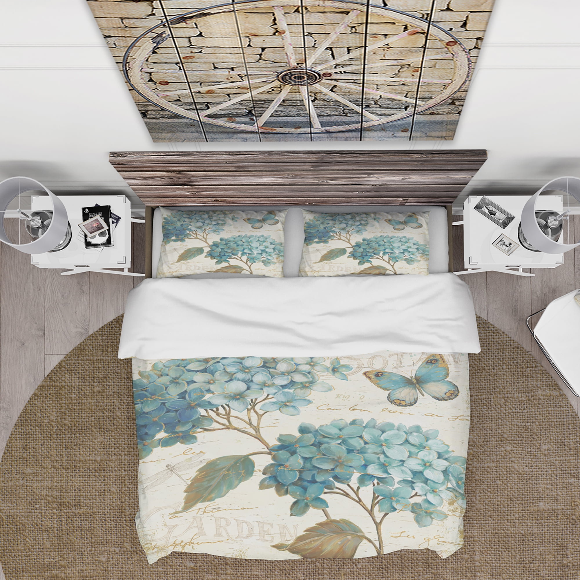 Designart 'butterfly Blue Garden I' Cottage Duvet Cover Set