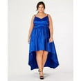 thumbnail image 3 of B DARLIN Womens Blue Zippered Spaghetti Strap V Neck Knee Length Evening Hi-Lo Dress Plus 14W, 3 of 4