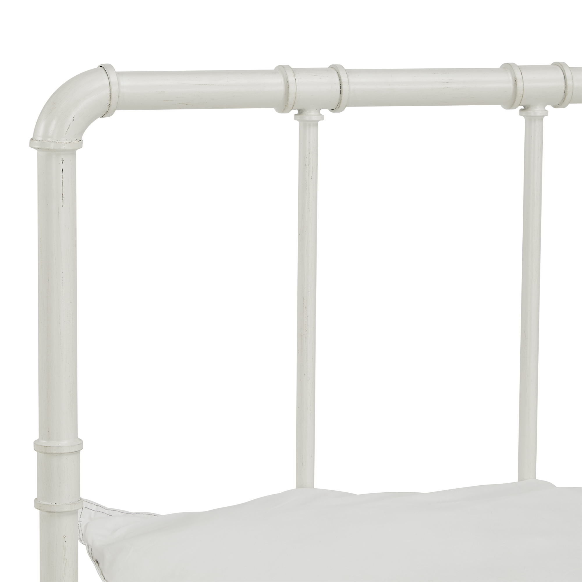 Weston Home Industrial Style Pipe Metal Full Bed, Antique White