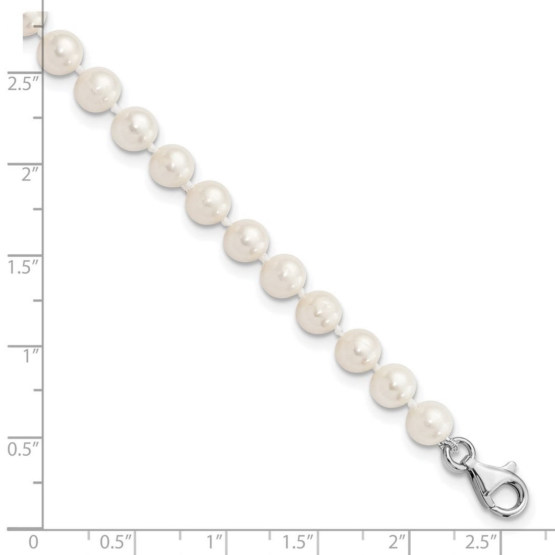 925 Sterling Silver 6-7mm Freshwater Cultured Pearl and Cubic Zirconia With 2inch Ext Anklet 8.5 Inch Anklet for Women