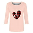thumbnail image 4 of Penkiiy Women's Valentine's Day Fashion Printed T-shirt 3/4 Sleeves Blouse Round Neck Casual Tops XS Pink, 4 of 5