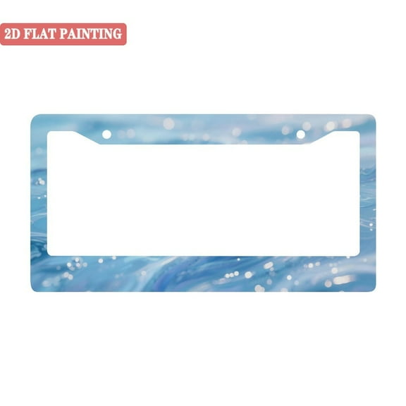 1Pack License Plate Frames with Blue Sparkling Water Wave Pattern Includes Screws & Caps Full Accessories Included Size 6.3x12.2inch(16x31cm)