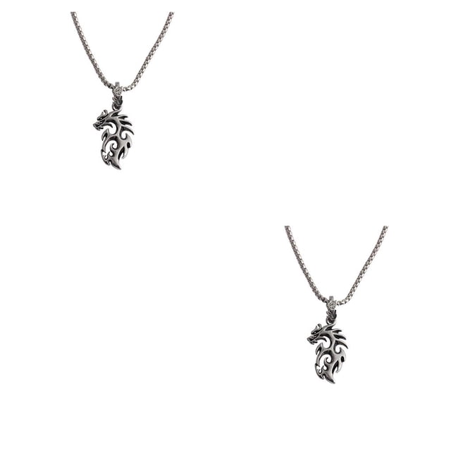 Minnieouse Colgante de dragón para hombres, mujeres, niñas, collar de , collar de aleación, cadenas, joyería, regalos de cumpleaños plata antigua 2Conjunto