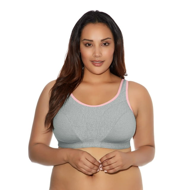 Goddess Women`s Plus-Size Soft Cup Sports Bra, 36G, GRAY HEATHER