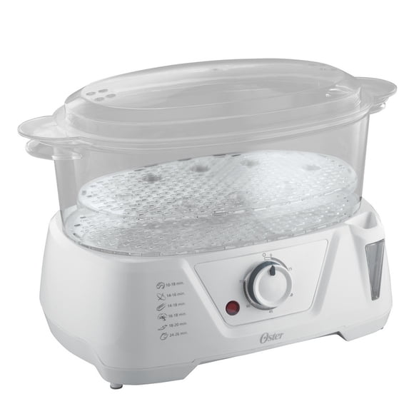 Vaporera de Alimentos Oster con 2 Bandejas Plegables y Temporizador 800 W Mod. CKSTST7711013 Blanco