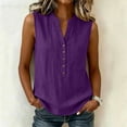 thumbnail image 4 of Womens Summer Tops V Neck Sleeveless Button Down Shirts Casual Loose Comfy Trendy Beach Vacation Tank Tops Sizes,S-2XL, 4 of 9