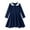 Navy, variant on Kiijoy Toddler Girls Solid Long Sleeve Midi Dress Preppy Style Knee-Length Polo Dress