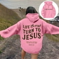 thumbnail image 2 of Women's Hoodies Sweatshirts Long Sleeve Baggy Zip Up Hoodie Oversized Hoodie for Women Pink Plain Sweatshirt Fall Essentials Cute Womens Clothes, 2 of 6
