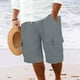 thumbnail image 4 of WILLBEST Pantalones Cortos de Lino de Verano para Hombre, con Bolsillos Grandes, para Playa, Deportivos, de Rayas Lisas, Ligeros y Elásticos, para Verano, Holgados y Casuales., 4 of 7