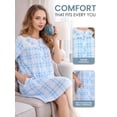 thumbnail image 4 of Casual Nights Women's Snap Front House Dress, Lightweight Short Sleeve Cotton-Poly Knit Duster Robe with Pockets, Mid-Calf, Plaid Light Blue XX-Large, 4 of 6