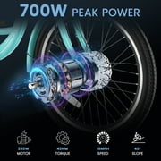 MOONCOOL 24/26 Electric Tricycle for Adults, 700W Peak Motor,7 Speeds Electric Trike w/ 36V 10.4Ah Removable lithium battery,3 Wheels Unisex Electric Bikes,16MPH,40Miles