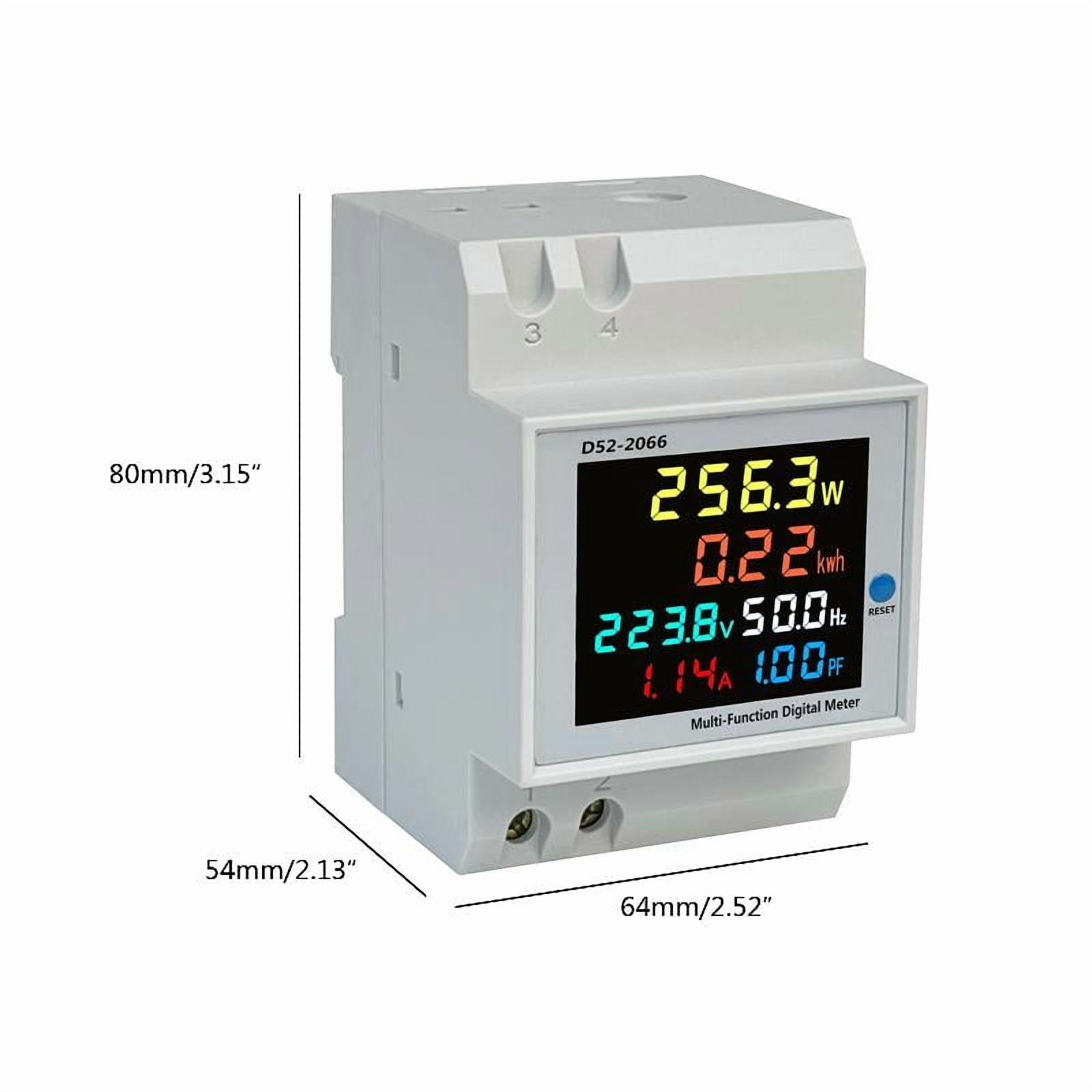 Din rail AC Monitor 6IN1 110V 220V 380V 100A Voltage Current Power Factor