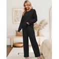 thumbnail image 2 of SMZ Womens Lounge Set Cute Long Sleeve Pajama Sets Casual 2 Piece Pj Outfit Fall Sleepwear Pockets, 2 of 7