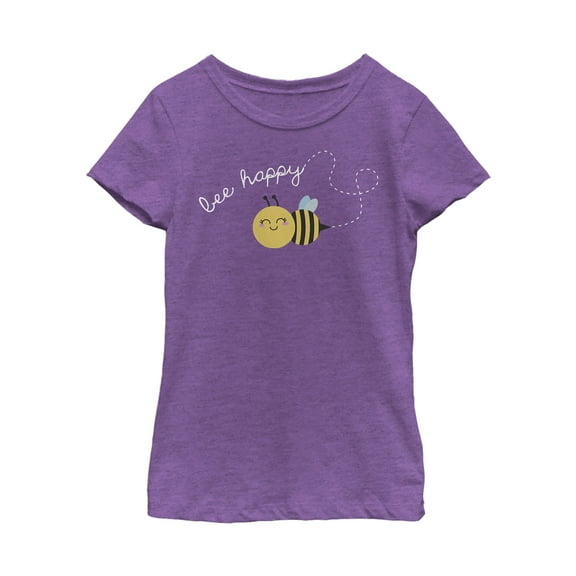 Girl's Lost Gods Bee Happy Trail  Graphic Tee Purple Berry X Small