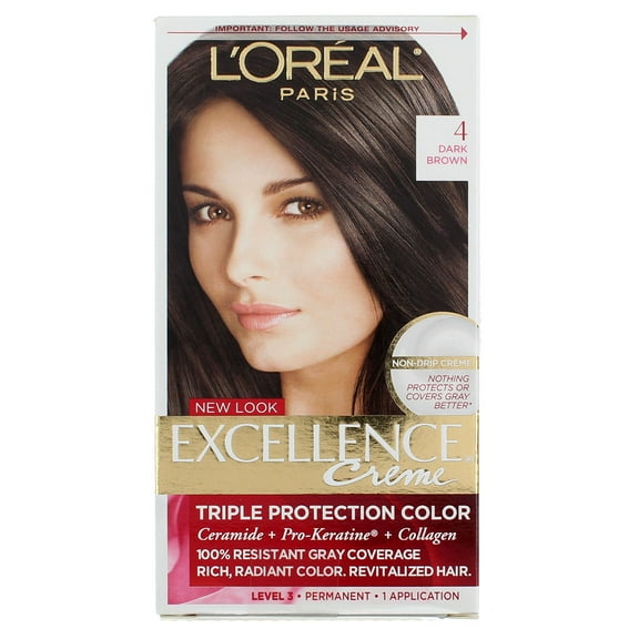 L'Oreal Paris Excellence Creme Triple Protection Hair Color, Dark Brown 4 (2 pack) (Bundle)