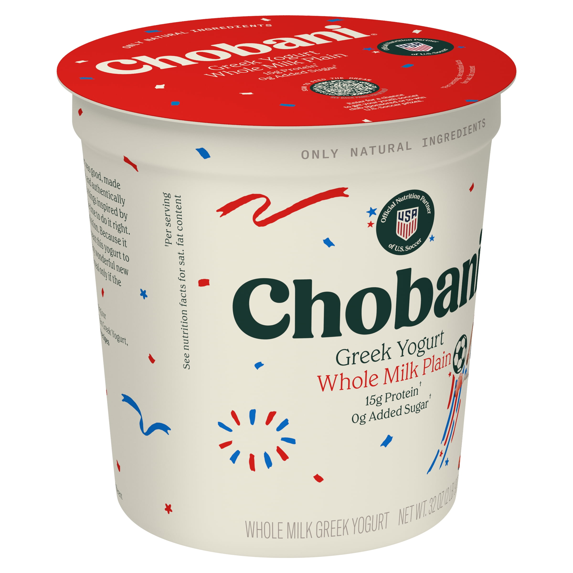 Chobani Whole Milk Greek Yogurt Plain 32 oz Tub