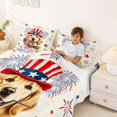 thumbnail image 4 of Manfei Cute Patriotic Dog Bed Sheets, Firework Stars Full Size Sheets, Red Blue White, Navy Reversible 4-Piece (1 Flat Sheet, 1 Fitted Sheet and 2 Pillowcases), 4 of 6