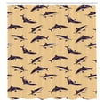 thumbnail image 2 of Ambesonne Sea Animals Shower Curtain, Print of Cartoon Sharks, 69"Wx75"L, Sand Brown, 2 of 4