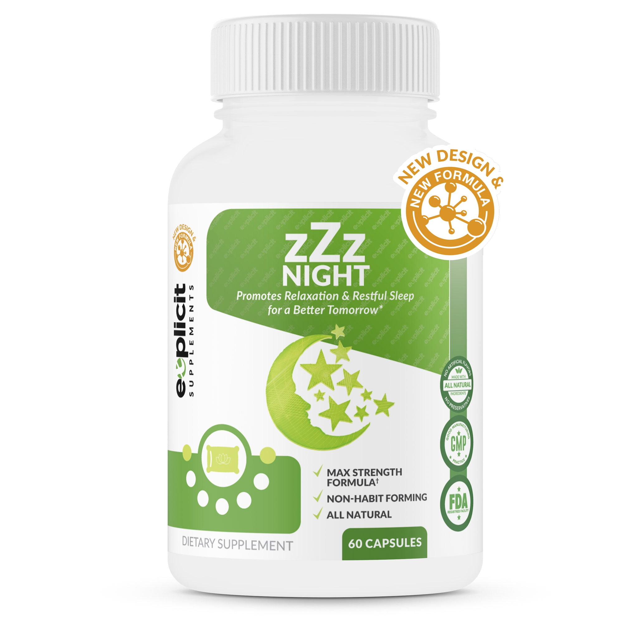 zzz night natural sleep aid - non-habit sleeping pills with melatonin, valerian, chamomile & more - promotes relaxation & restful sleep for a better tomorrow - 60 capsules - money back guarantee