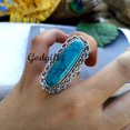 thumbnail image 3 of Dainty Turquoise Ring: Handmade 925 Sterling Silver Boho Jewelry, 3 of 10