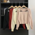 thumbnail image 3 of Suéter de punto para mujer, nueva versión coreana de otoño e invierno, dulce nicho, suelto, corto, de moda, cuello cuadrado, manga larga, ajustado, 3 of 5