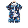 thumbnail image 1 of Little Boys Outfits Summer Beach Button Down Shirt Shorts Breathable Patterned Sets Ensemble Garcon Size 6-7T, 1 of 6