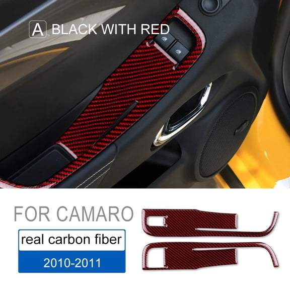 AIRSPEED Real Carbon Fiber for Chevrolet Camaro 2010 2011 Accessories Interior Trim Car Door Window Control Switch Panel Sticker.