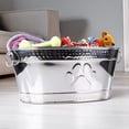thumbnail image 4 of BREKX Easy to Clean Dog Toy Bin with Metal Handles for Scratch Resistant Silver Oval 18"L x 13"W x 7.5"H, 4 of 8