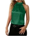 thumbnail image 2 of Halter Satin Tank Tops for Women,Dressy Camisoles for Women Silk Seamless Casual Blouse with Keyhole Back, 2 of 8