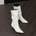 thumbnail image 4 of Slouchy Boots for Women Pointed Toe Kitten Heels Wide Calf Pull on Fashion Fall Winter Dress Mid Calf Booties, 4 of 6