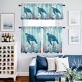thumbnail image 2 of Coastal Turtle Blue Kitchen Curtains Sets for Windows 24 Inch Length, Summer Beach Nautical Coral Starfish Rod Pocket Window Treatments Tier Curtains and Valances Set for Bedroom/Bathroom, 2 of 8