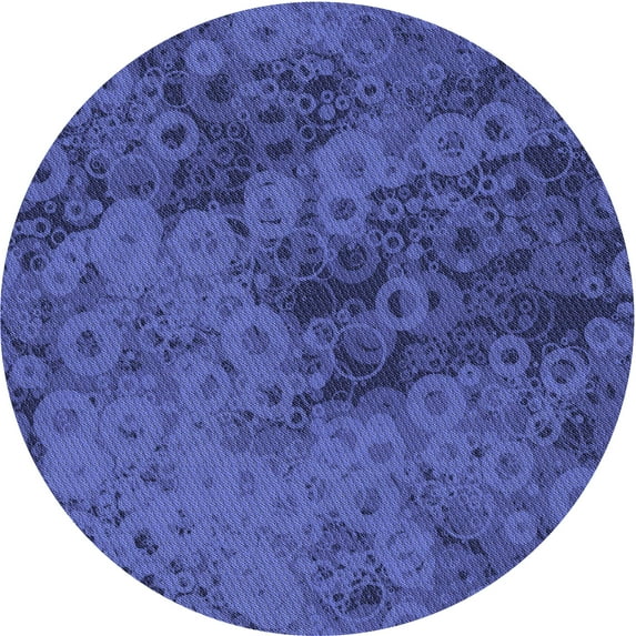Ahgly Company Indoor Round Patterned Sapphire Blue Area Rugs, 4' Round