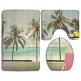 thumbnail image 1 of Juego de alfombras de baño ABPHQTO Playa retro palmera 3 piezas, 1 of 2