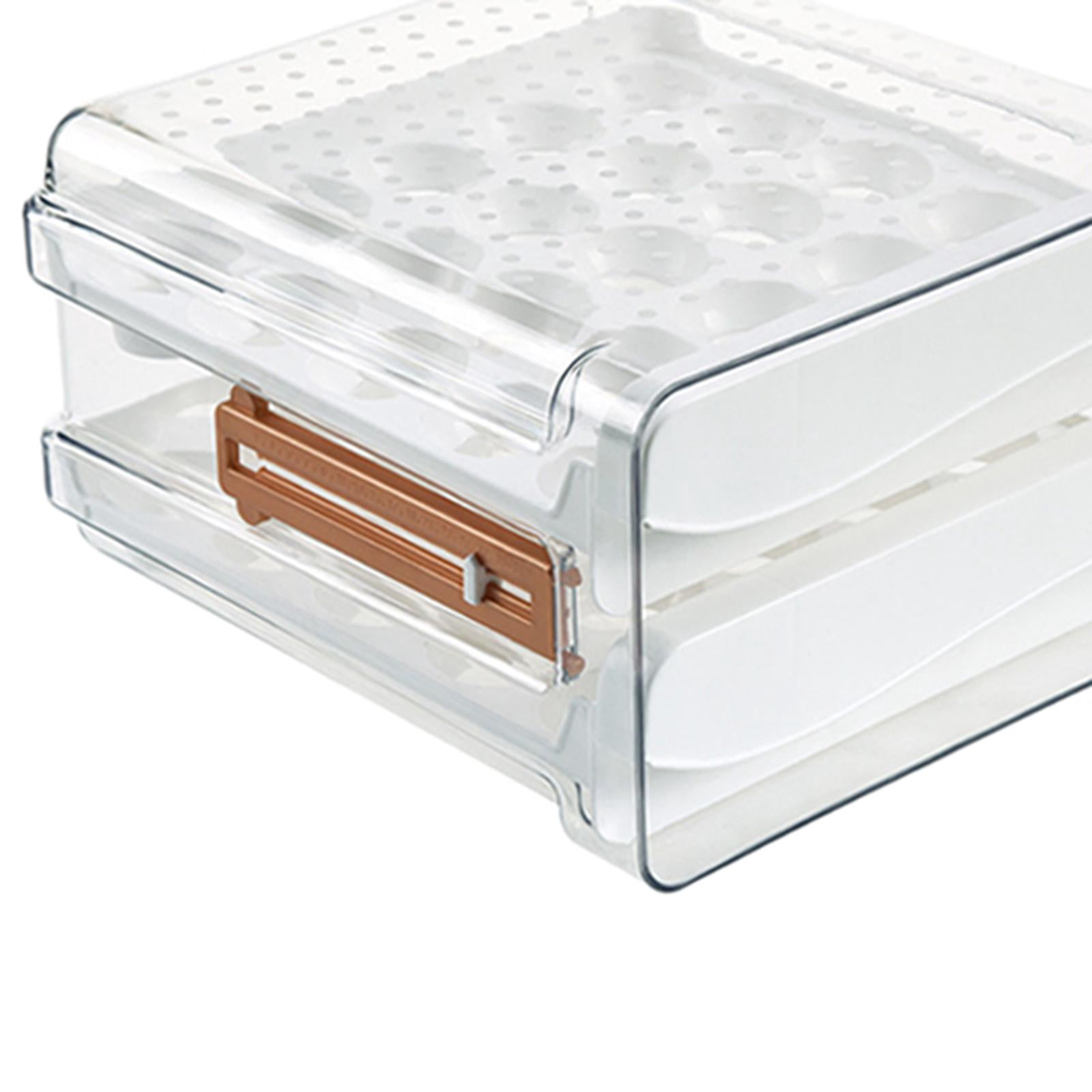Fiocias Double Layer Egg Holder for Refrigerator Transparent Egg Container for Counterto hold 32 eggs
