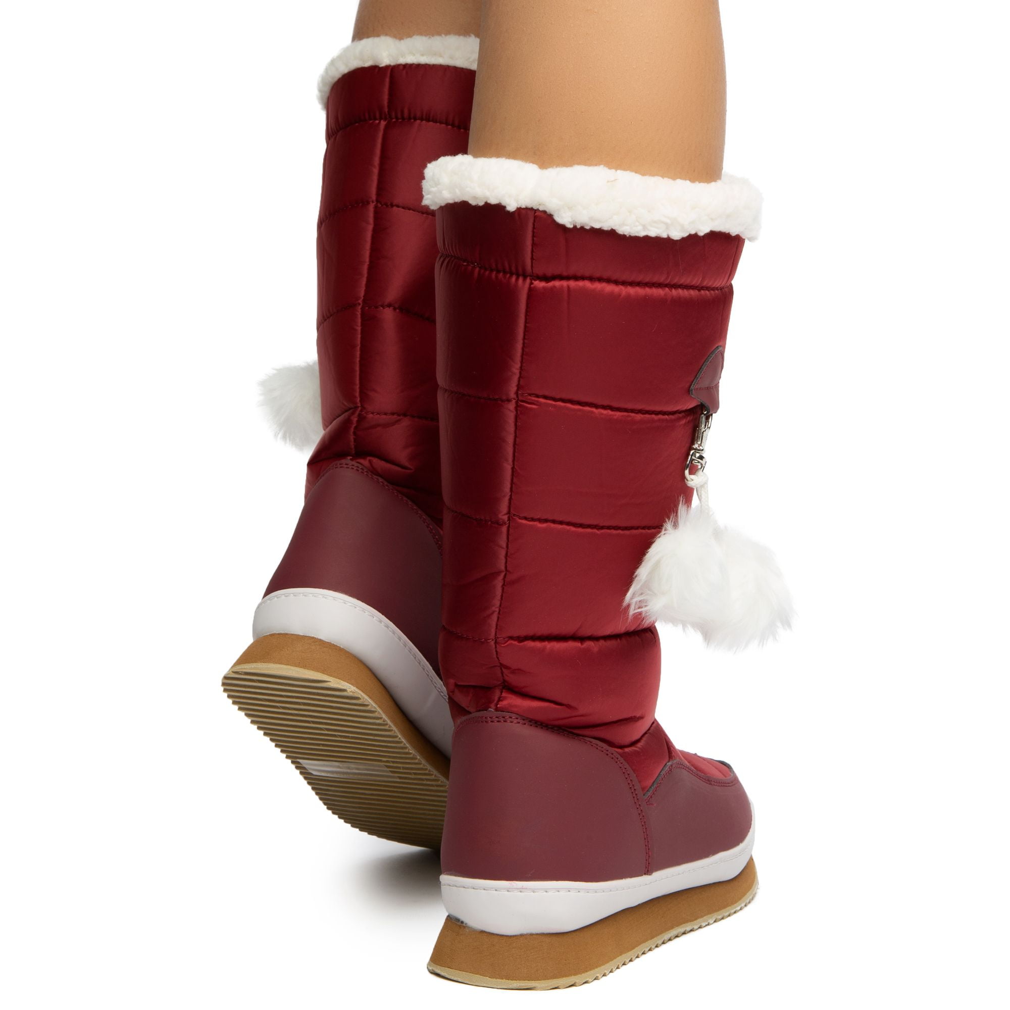 Womens fur boots with hotsell pom poms