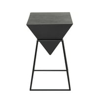DecMode 14" x 24" Black Wood Inverted Pyramid Geometric Accent Table with Black Metal Stand, 1-Piece