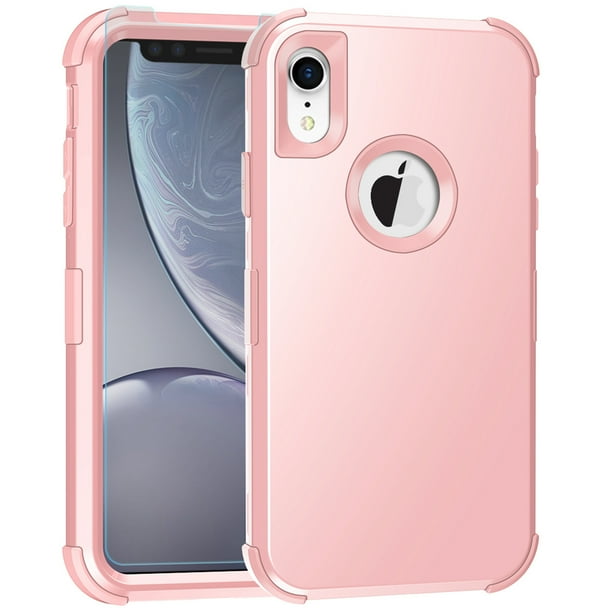 iPhone XR with Tempered Glass Screen Protector, Dteck 3 Layer Rugged